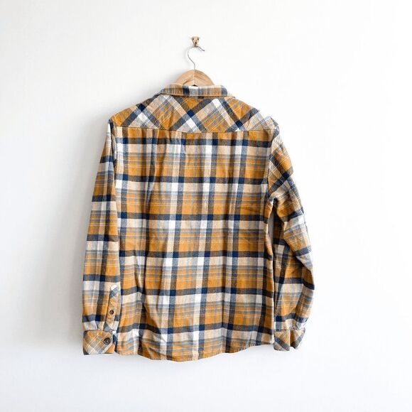 Billabong Men's Yellow Plaid Flannel Two Pockets Buttons Up Long Shirt Shacket L - Picture 2 of 7
